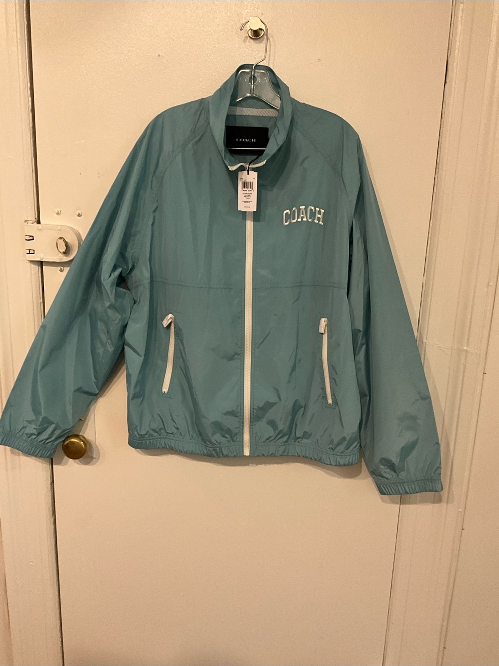 Coach Mens Light Teal Full-Zip Track Jacket (Large)
